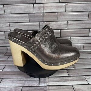 PAIGE Metallic braided leather clogs